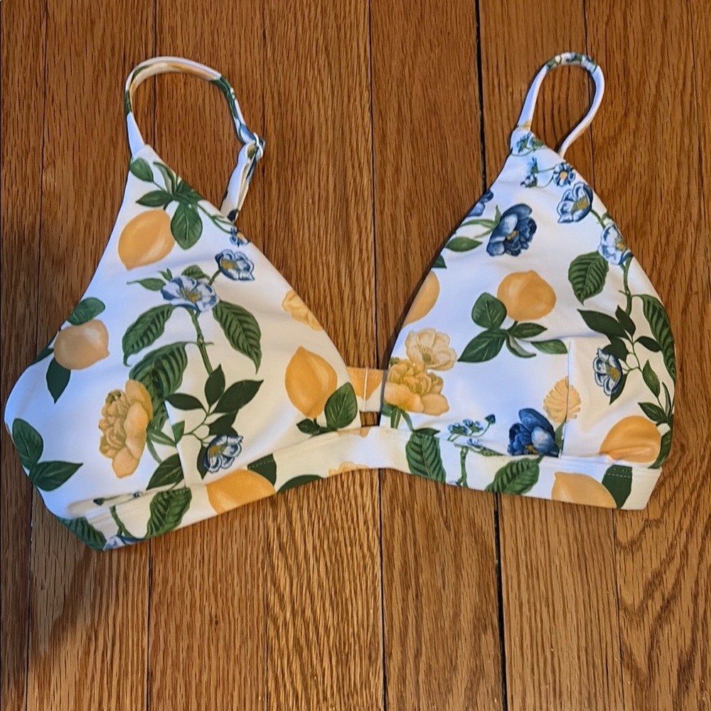 Old Navy White Lemon Floral Bikini Top